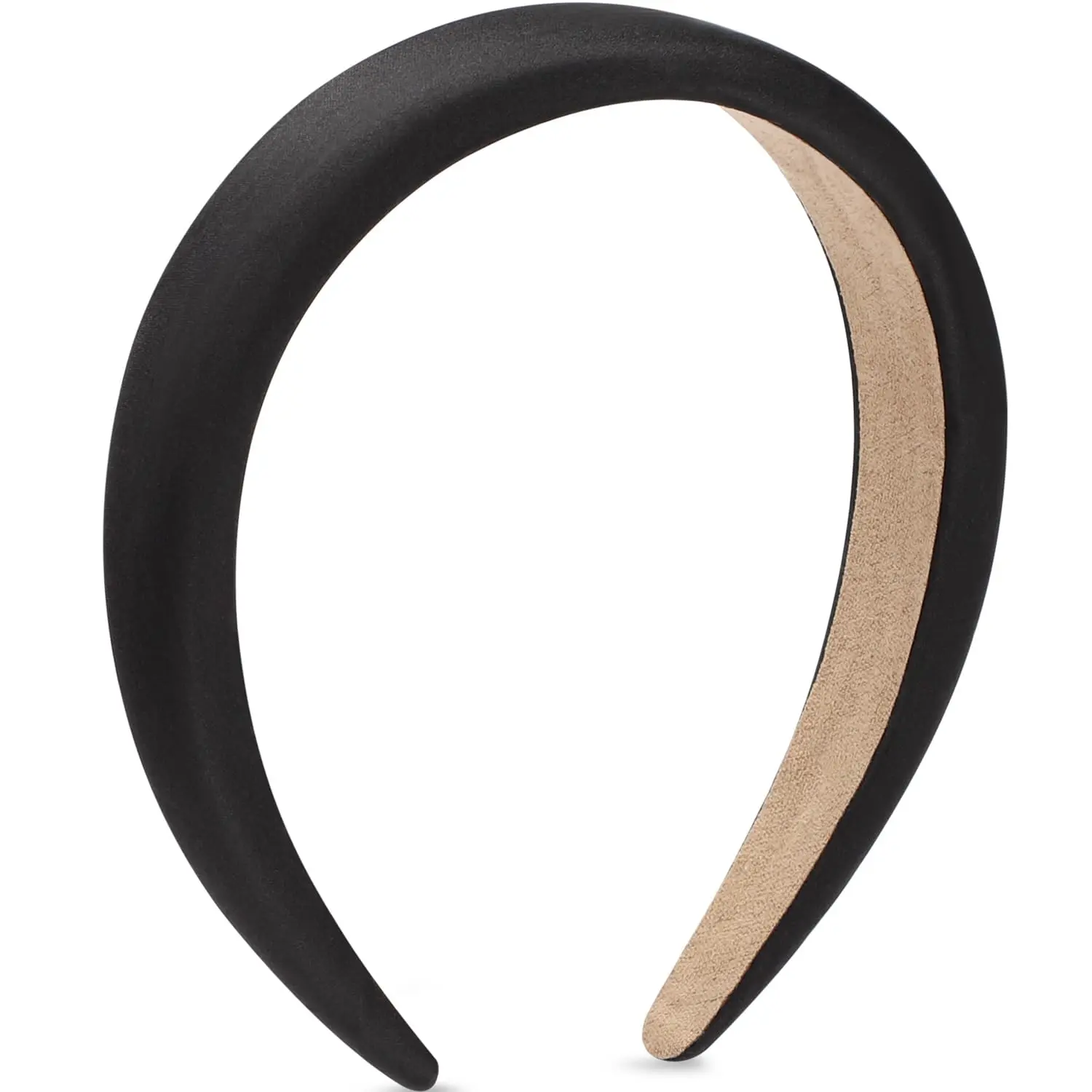 Women's Wide Padded Sponge Hairband - Plain Solid Elastic Vintage Fashion Hairbands, Workout Headband for Yoga, Black Hoops