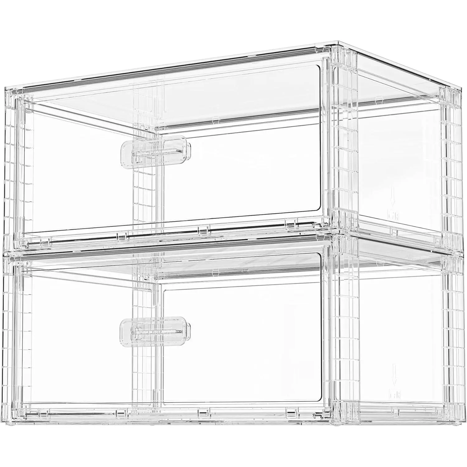 2 Pack Large Clear Stackable Storage Drawers 23QT, Easily Assemble Plastic Closet Storage Bins, Dust-Proof UnderBed Organizer for Clothing, Sweater Organization