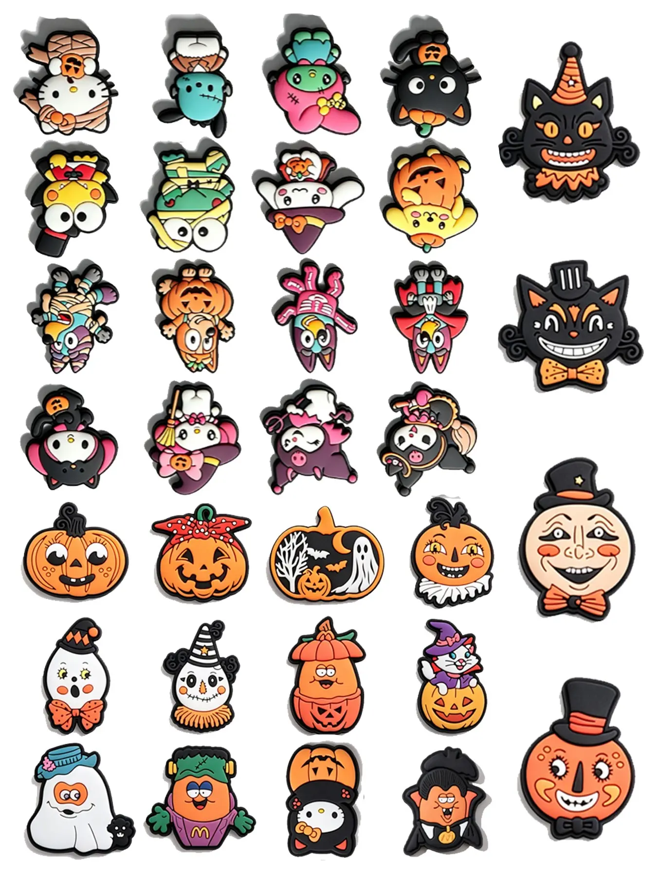 Halloween Pumpkin Cartoon DIY Shoe Buckles, 16/32 Pcs Set, Decorative Sandals, Family Party Gifts, All Seasons, Shoe Charms Set