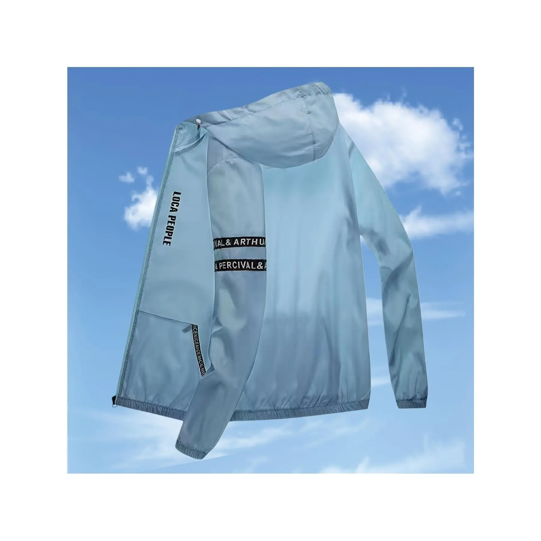 [Claude Selection]Summer Sunscreen Clothing New Trend Men'S Ultra Thin Hooded Windbreaker Loose Sports Jacket Sunscreen Clothing Men'S Fashion (Zipper Style Shipped)