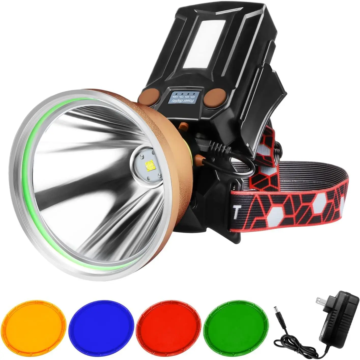 Coon Hunting Lights,High Power LED Headlamp,Super Bright Rechargeable Headlight,Waterproof Outdoor Spotlight Flashlight,Portable Green red Head lamp  Fishing Camping