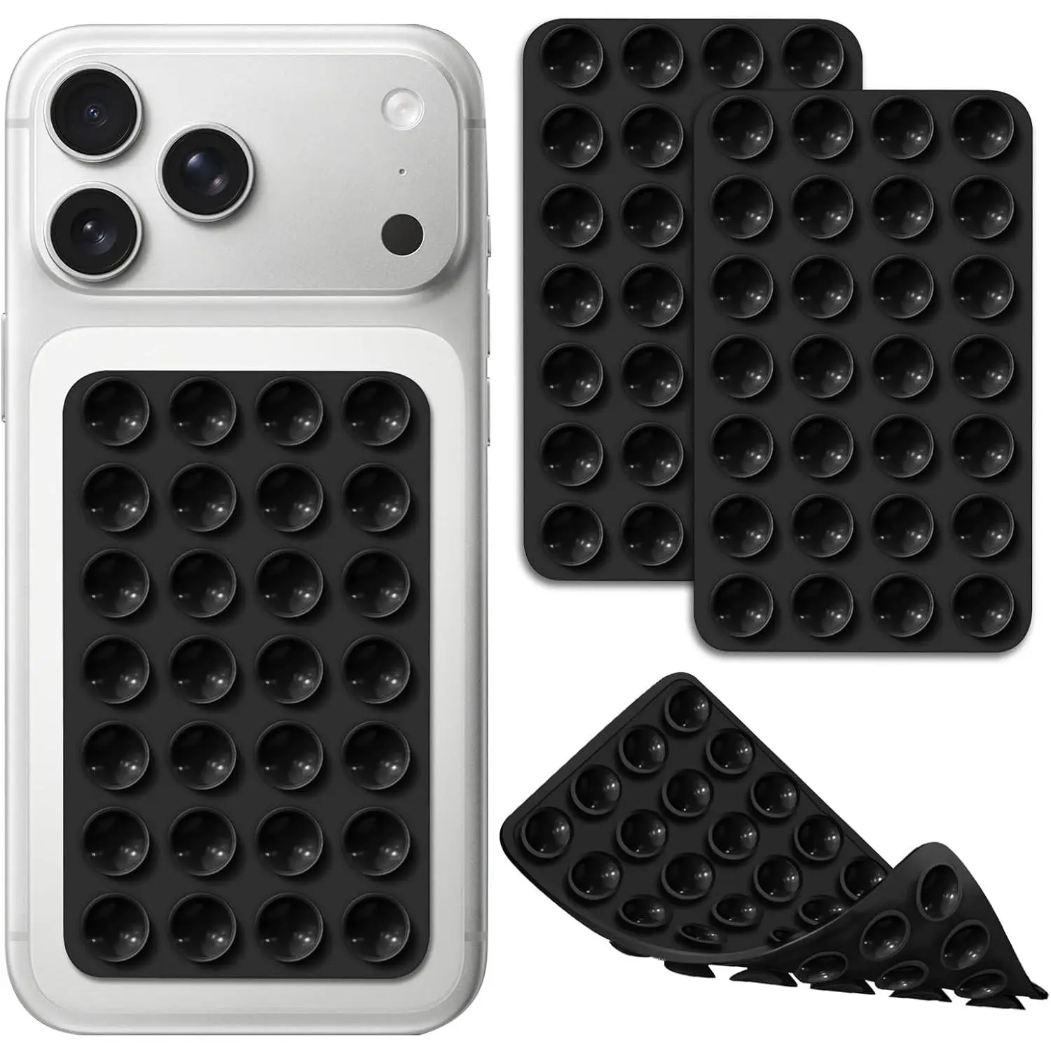 2 Pack  Octo Cup Buddy Sticky Grip Holder for Cellphone, Double Sided Suction Phone Case Mount Phone Accessories  Grip Holder for Selfie and Video - Black