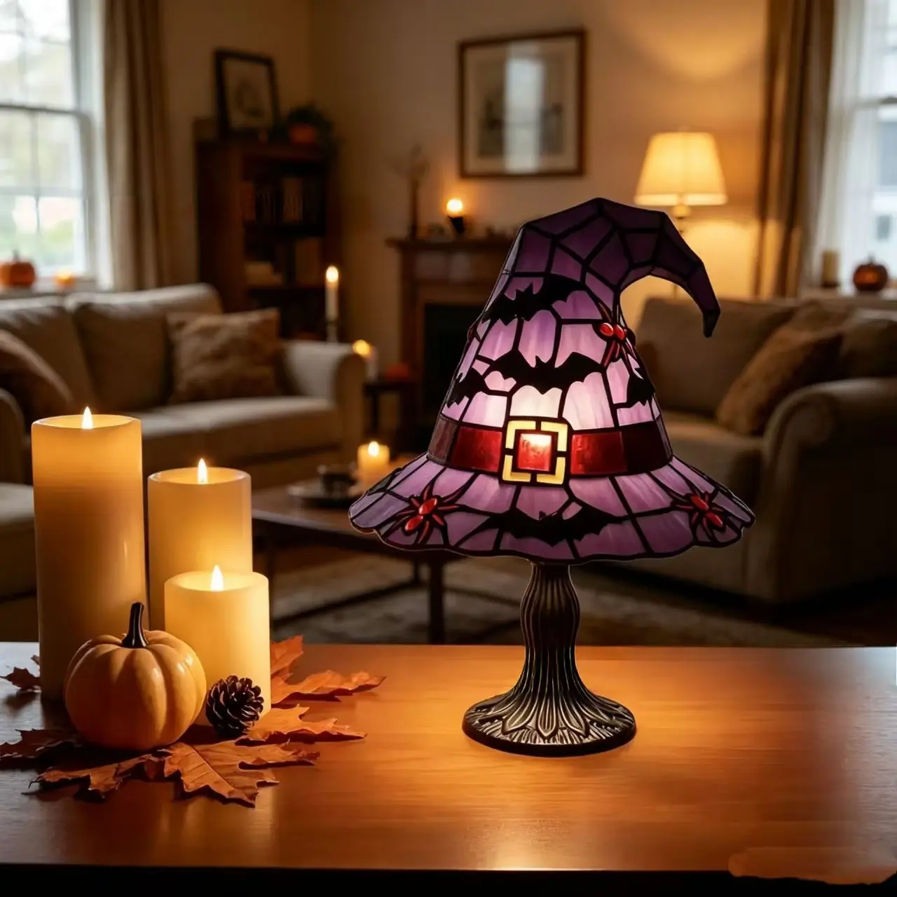 New Halloween Witch Hat LED Resin Desk Lamp, Soft Eye-Friendly Night Light, Waterproof Durable Decor, Perfect for Home Office Airbnb