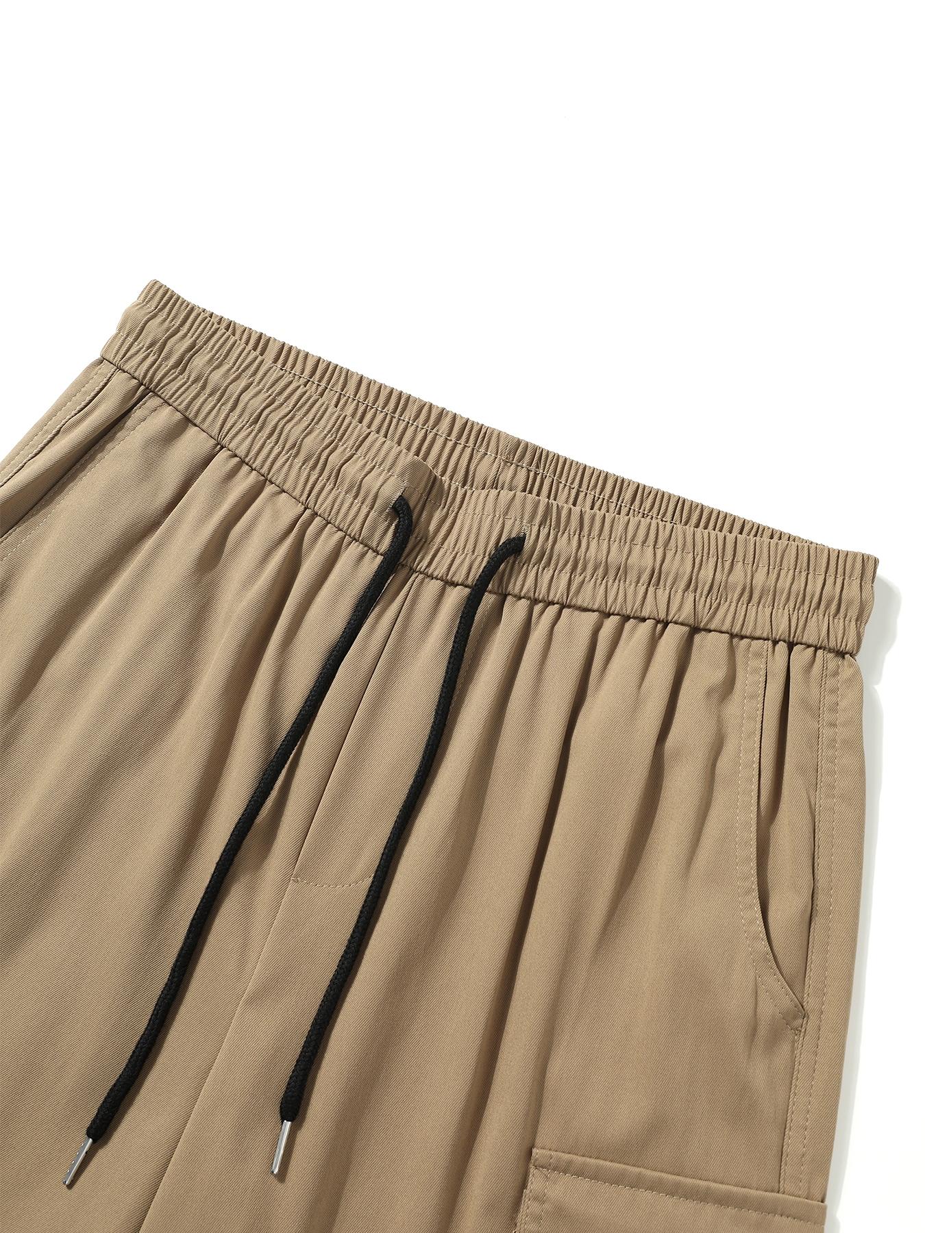 Men's Loose Solid Flap Pocket Drawstring Waist Cargo Shorts, Street Fashion Casual Bottoms for Daily Outdoor Wear, Men's Clothes for Summer