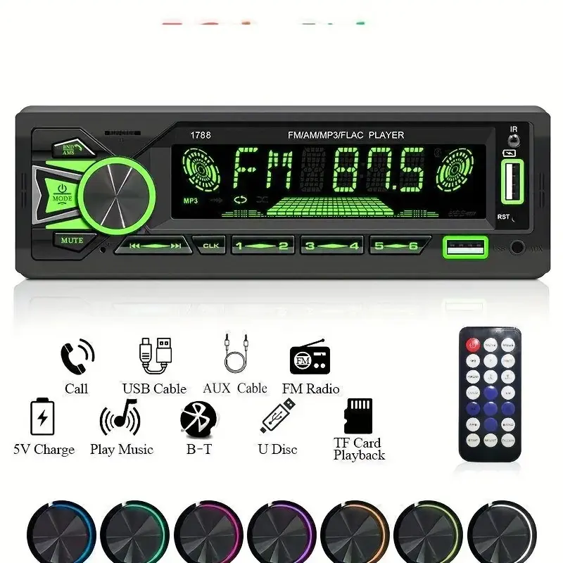 Embedded Bluetooth-compatible Car Audio System, Fm Radio, Aux Input, SD Card/USB/mp3 Player, Digital Signal/network, Model 7388