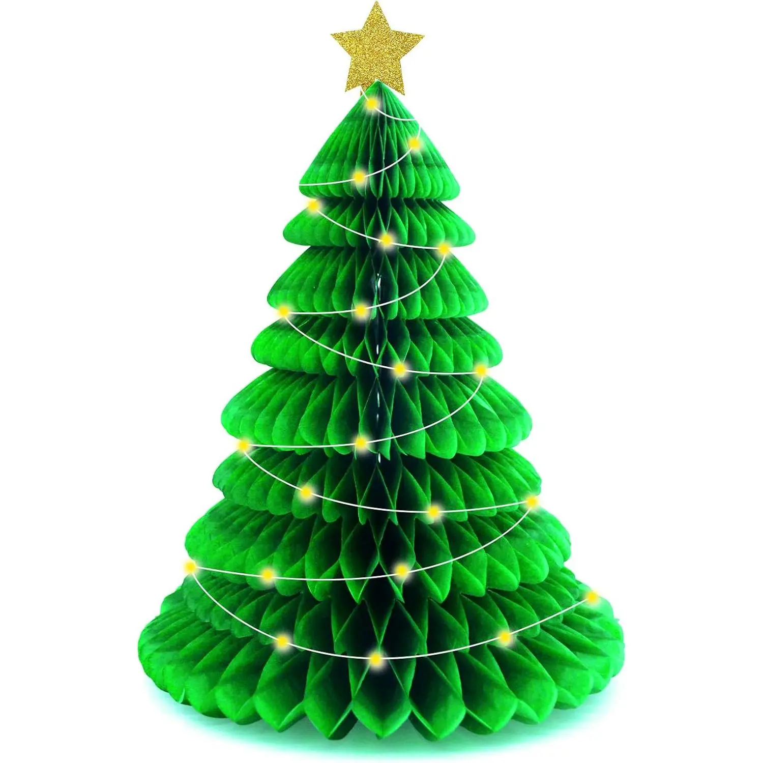 Christmas Paper Trees Centerpiece  Table Decorations LED Light Xmas Party Supplies Decor 2 count Ornaments