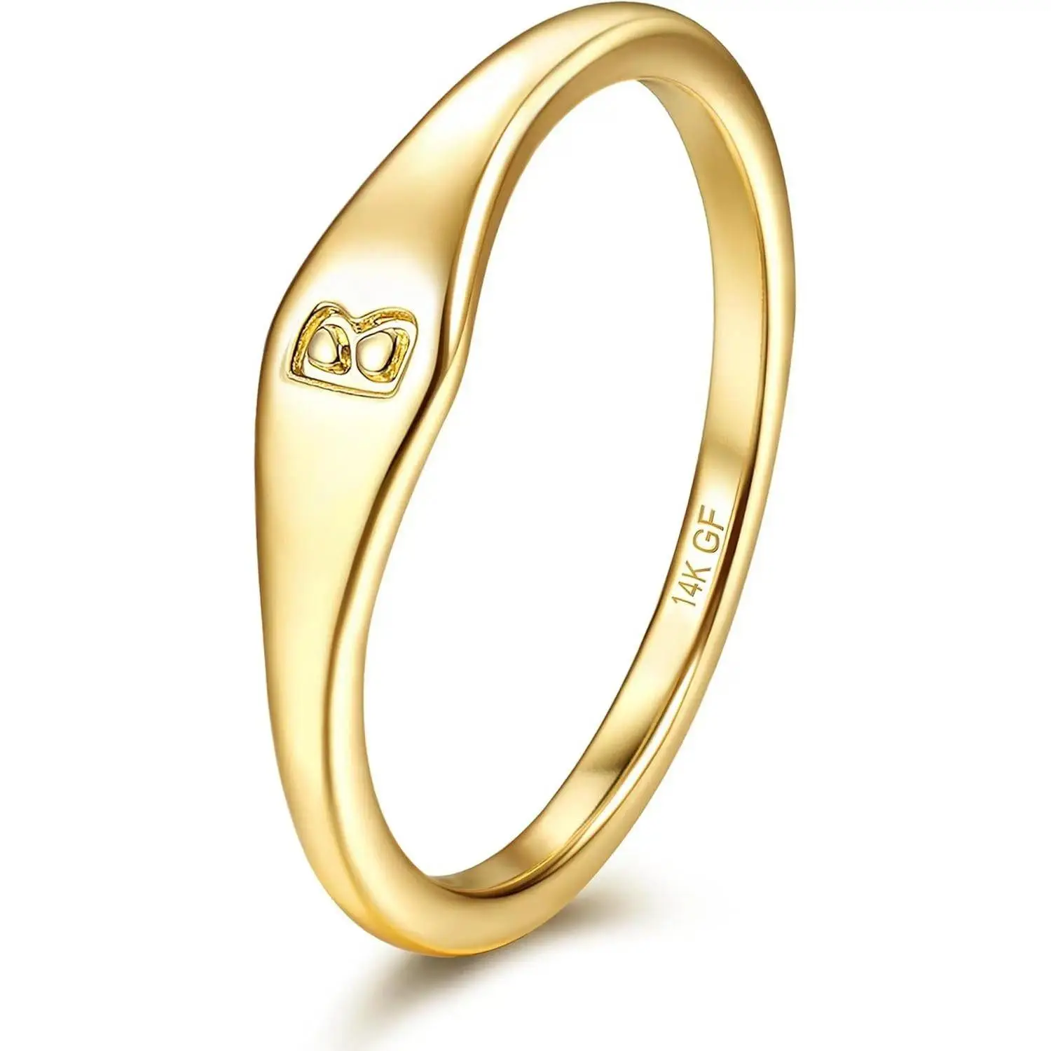14K Gold Plated Initial Ring for Women, Dainty Letter Alphabet Band Ring, Minimalist Stackable Signet Pinky Ring with Non Tarnish Finish, Personalized Jewelry Gift for Daily Wear, Birthday and Anniversary