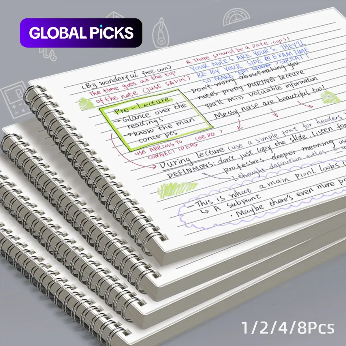 Thick Spiral Notebook Journal, 60 Sheets 8mm Ruled Cream Paper with Smooth No-Bleed Writing, Firm Binding, Ideal for Students, College Essentials and Office Use, Stationery Supplies #GLOBAL PICKS