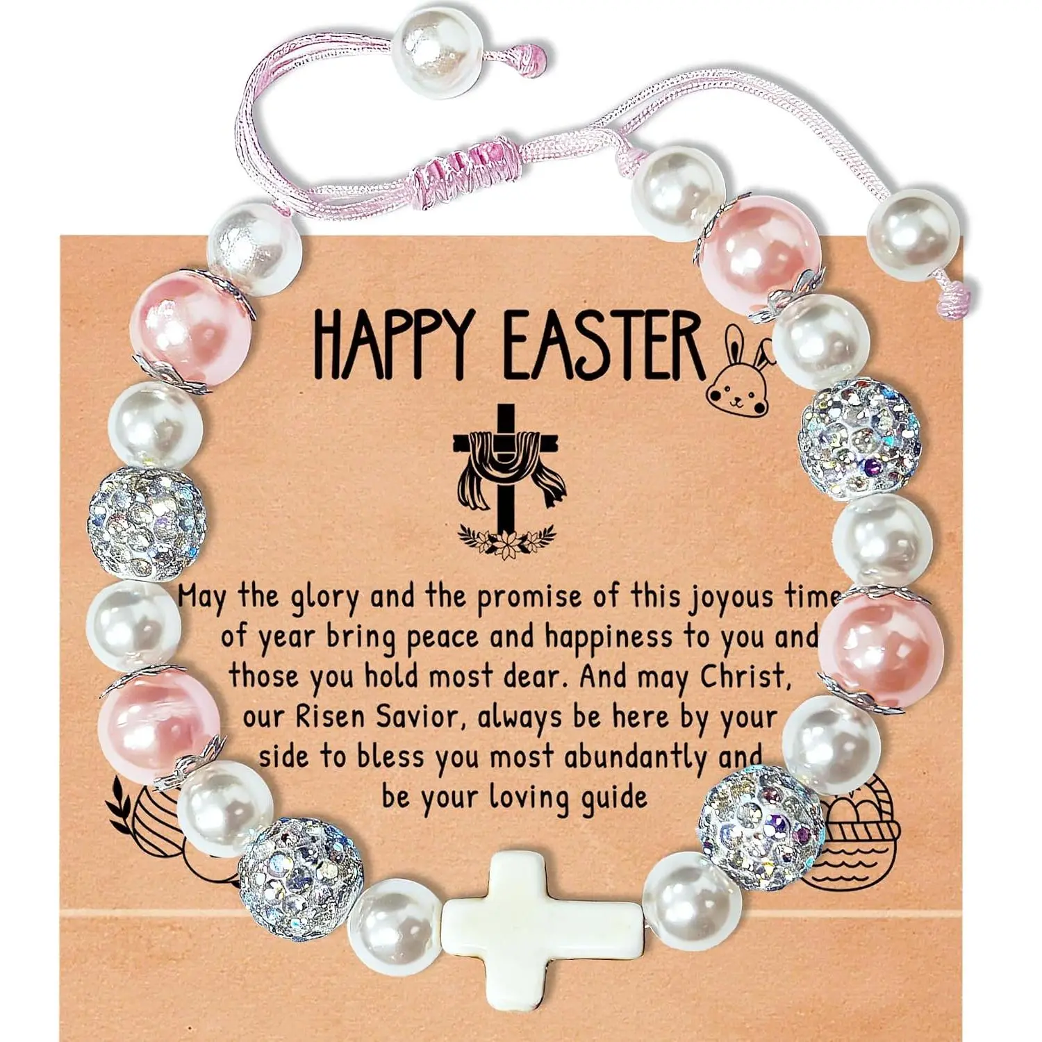 Easter Basket Stuffers for Girls Teens,   Adjustable Bracelet for Daughter Granddaughter Niece Easter Christian Inspirational Baptism Communion Confirmation  Gifts