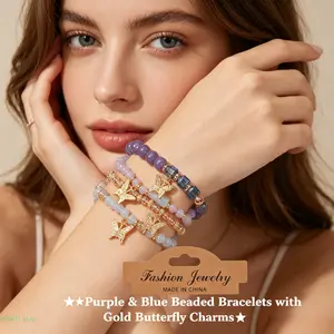 4-Piece Bohemian-Style Multi-Layered Beaded Bracelet Set, Handmade Bag Charm with Artificial Crystal Glass Diamonds, Unisex Everyday Fashion Accessory