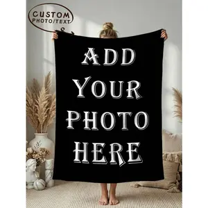 Custom Photo Magic Flannel Blanket, Personalized Add Your Picture Soft Throw, Cozy Warm Gift for Her Him Lovers Fans, Aesthetic Vintage Home Decor for Couch Sofa Bed, AC Room Summer Blanket, Birthday Anniversary Keepsake, Your Photo Here