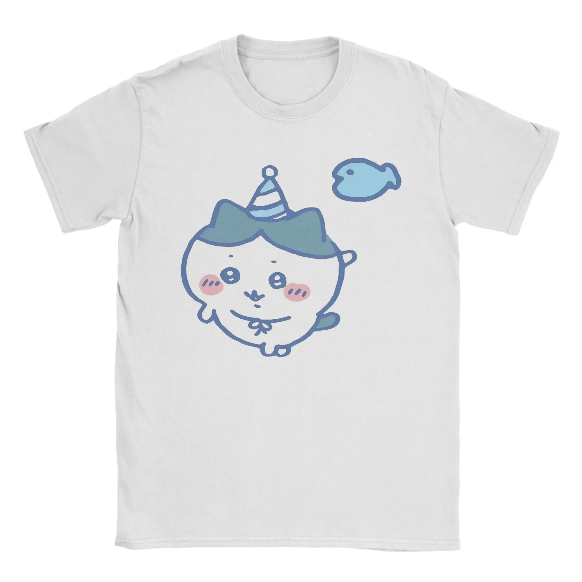 Men's Chiikawas Blue Cotton Streetwear Top - Casual Short-Sleeve Crew Neck Menswear Tee, Plus Size with Good Graphic Design, Shortsleeve, Round Neck, Chichikawa Character Men's Short-Sleeve T-Shirts, Chiikawa Print