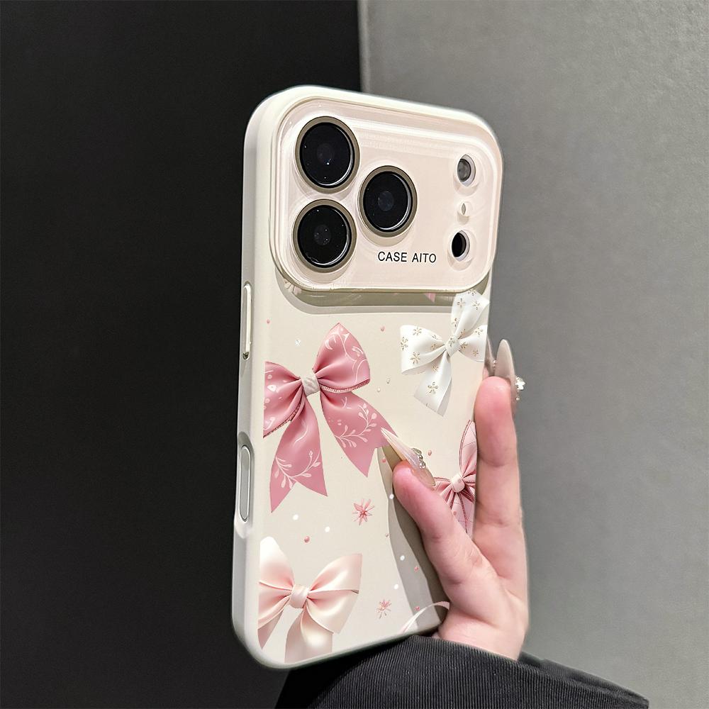 Bow Phone Case, Elegant Style, for compatible with iPhone 17/17pro/17promax/17Air/iphone16/16pro/16plus/16promax/15/15promax/15pro/11/12/13/14promax/12mini/13mini/11pro/11promax/12pro/12promax/13pro/13promax/14pro/14promax, Cute Bows and Pearls Present, F