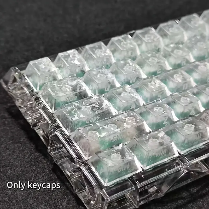 119 Key White Carbon Fiber Texture Side Printed Keycaps Carbon Powder PC Molded Side Engraved OEM Profile Anti-Slip Personality Key Caps High Appearance Best Gift for Friends Keyboard Clear