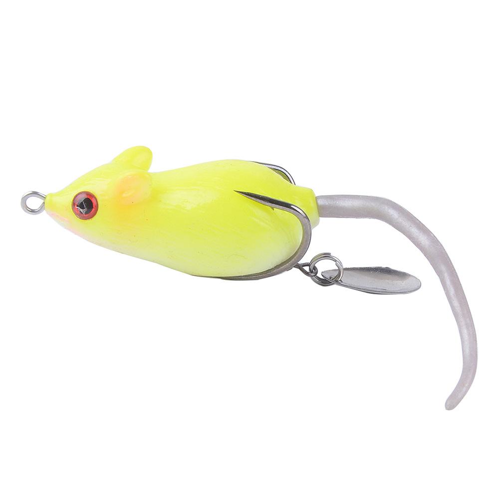 Topwater Frog Lure 4.5cm 10.5g Rat Mouse Shape with Blade Double Hooks Soft Fishing Bait