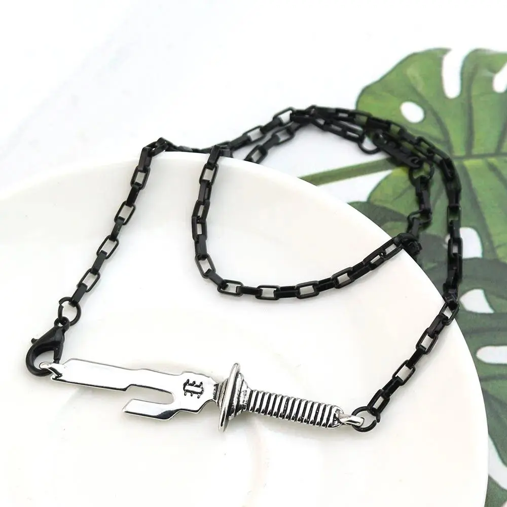 Anime Jujutsu Kaisen Fushiguro Toji Sword-Shape Pendant Necklace, Elegant Tianri Spear Knife Choker Jewelry for Unisex Anime Fans, Daily Wear, Sword Shape Necklaces, Long, Metal Coating, Spear Of Tianri, Letter