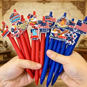 15/25pcs Usa Independence Day 250th Anniversary Soft Gel Pen, Office Use Push-Button Ballpoint Pen, Random Colors, Student Office Supplies