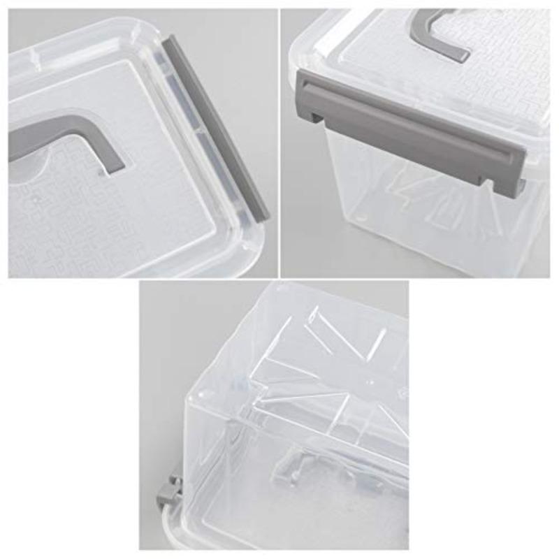 3.5 Quart Clear Storage Bin Small Plastic Stackable Box Cotainer with Lid and Grey Handle 6 Packs