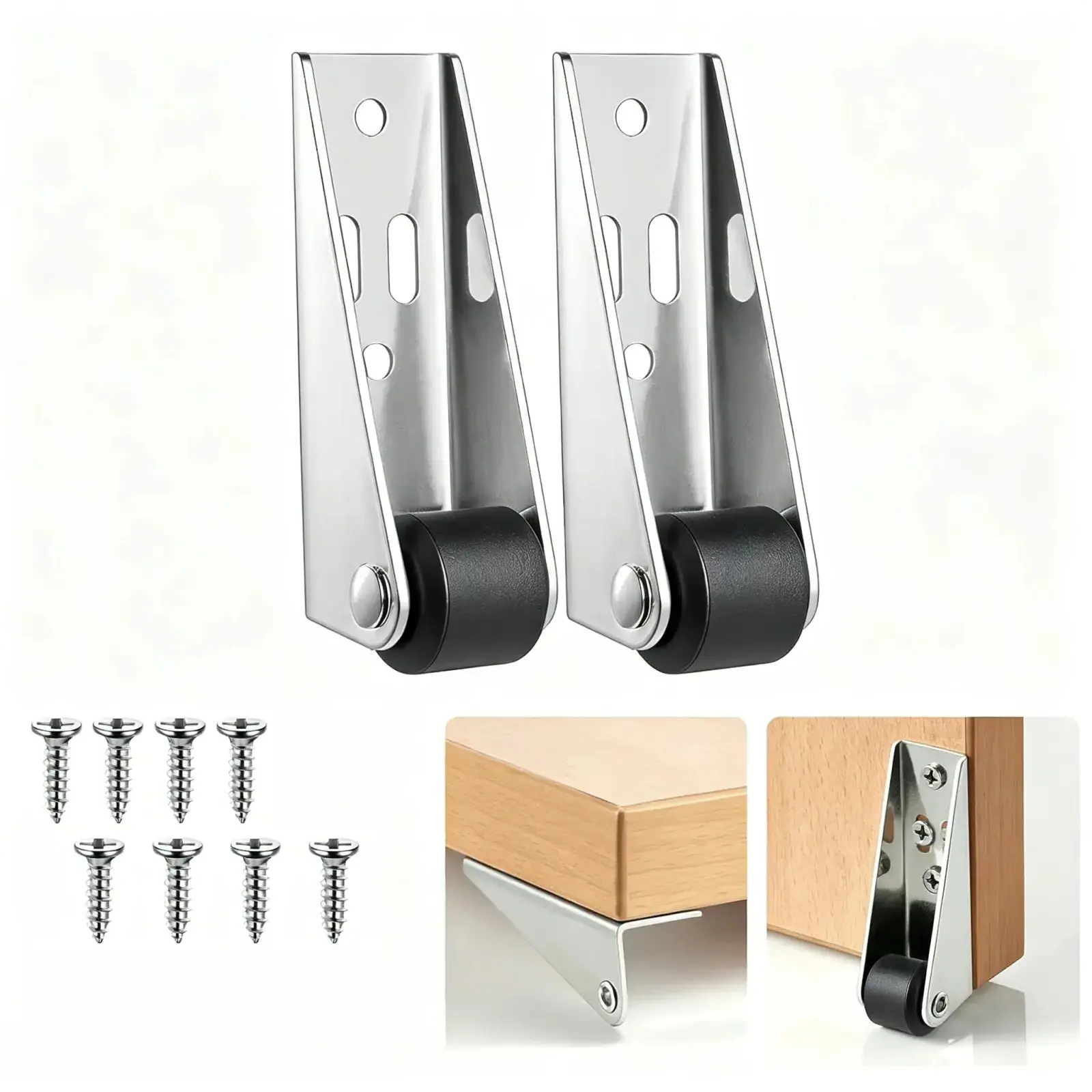2 Counts Vertical Track Roller Wheel Sliding Door Bottom Guide Nylon Wheel Aluminum Bracket Anti-Swing Door Stop For Barn Door Cabinet Wardrobe Smooth Quiet Sliding 2.91*2.68*0.83 Inch 1.23 Oz.