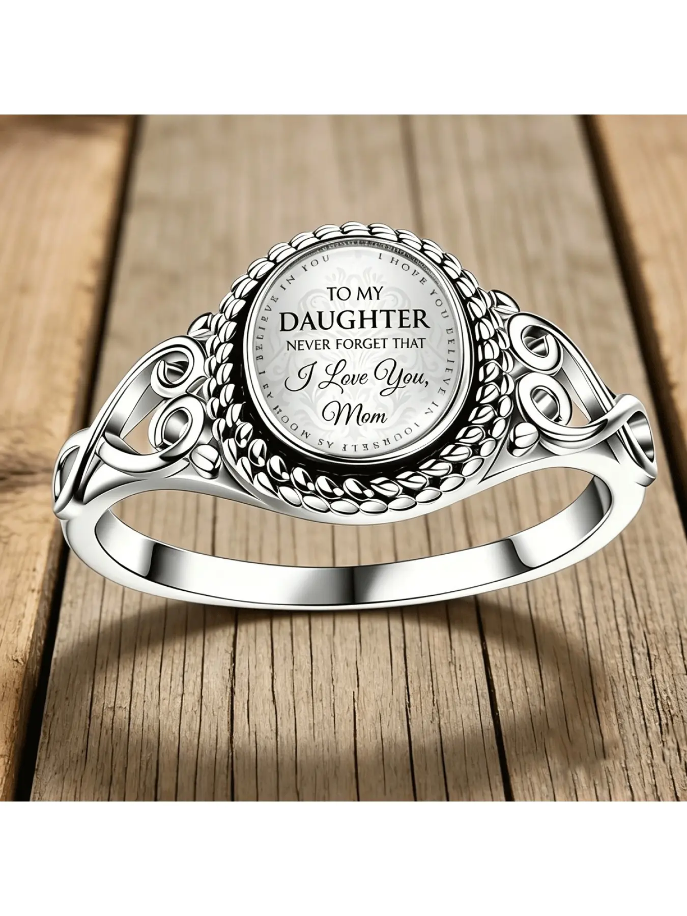Vintage English Engraved Keepsake Ring, a Heartfelt Confession Gift for Daughter, Unique Daily Commute Jewellery with Sincere Blessings