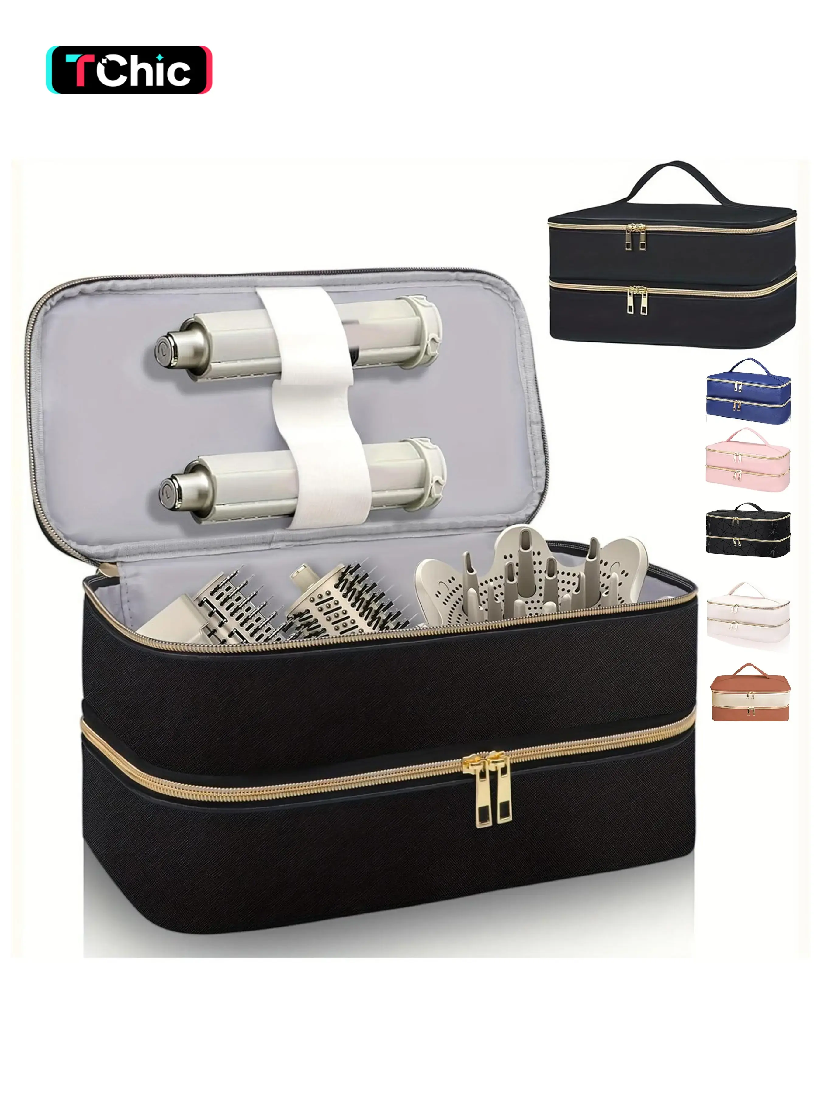 Hair Dryer Storage Bag, Portable Hair Styling Tool Organizer, Double-Layer Zipper Makeup Bag, Carrying Case for Hair Dryer and Brush, Hair Accessories Tools Storage Bag, Travel Cosmetic Bag, Pouch Bags, Travel Essentials