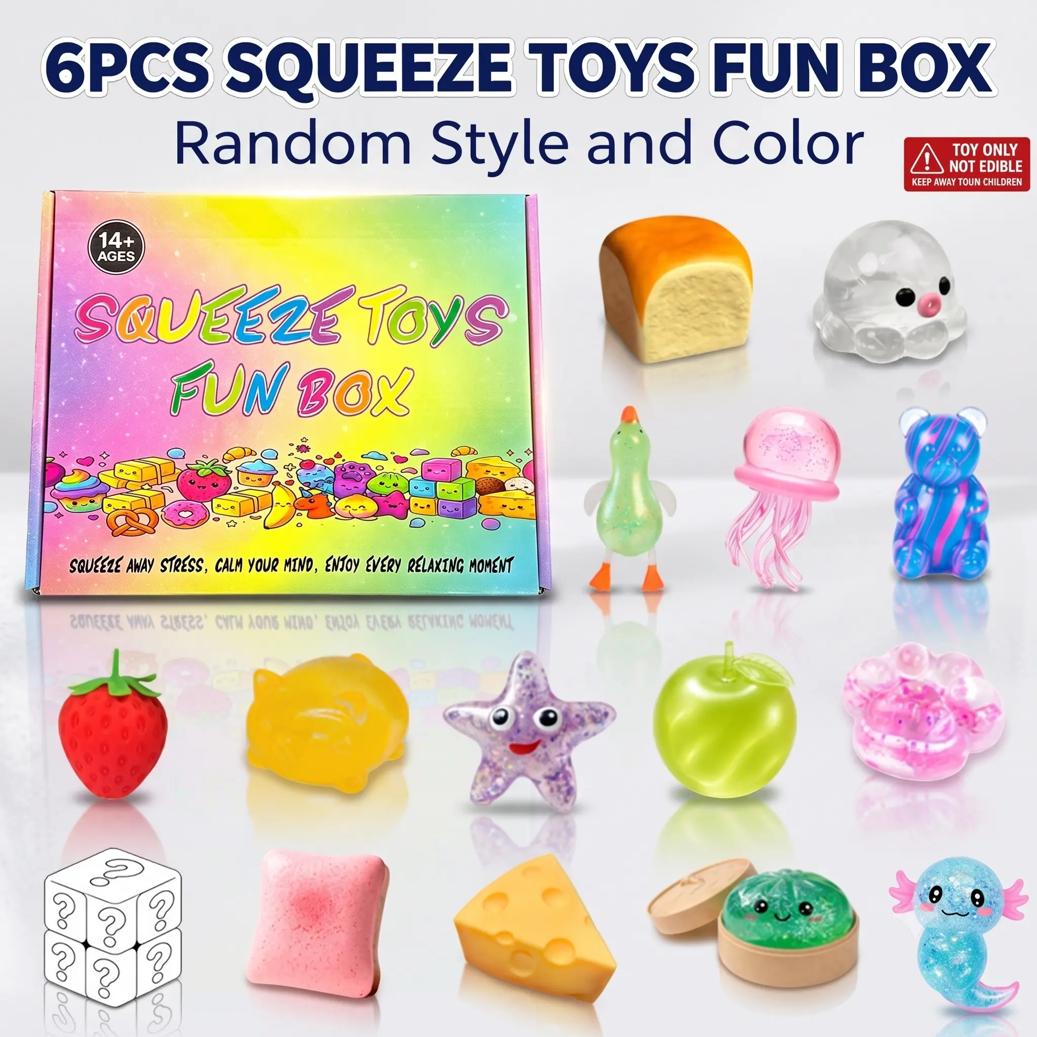 6-Piece Stress Relief Toy Set, Novelty Blind Box, Soft Texture, Durable Slow Rebound, Anxiety Relief, Perfect Party Gift, Slow Rebound Squishies, Squishies Fidgets
