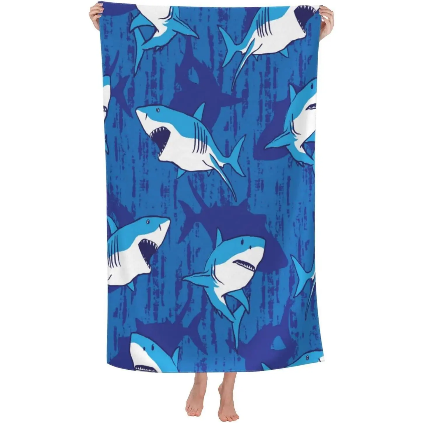 Cute Shark Microfiber Beach Towel for Boys, Personalized Beach Towels for Kids, Sand Free Beach Towel Sandproof, Quick Dry Pool Towel