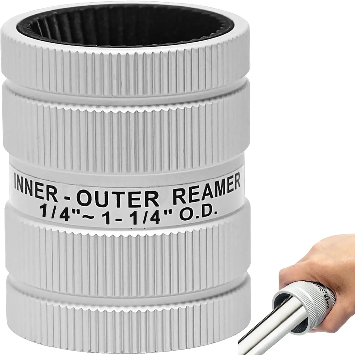 Inner & Outer Tubing and Pipe Reamer - Pipe Deburring Tool | Pipe Blevering Tool, Fits for Copper, Stainless Steel, PVC, Brass, , Soft Metal Pipes from 1/4" to 1-1/4" O.D.