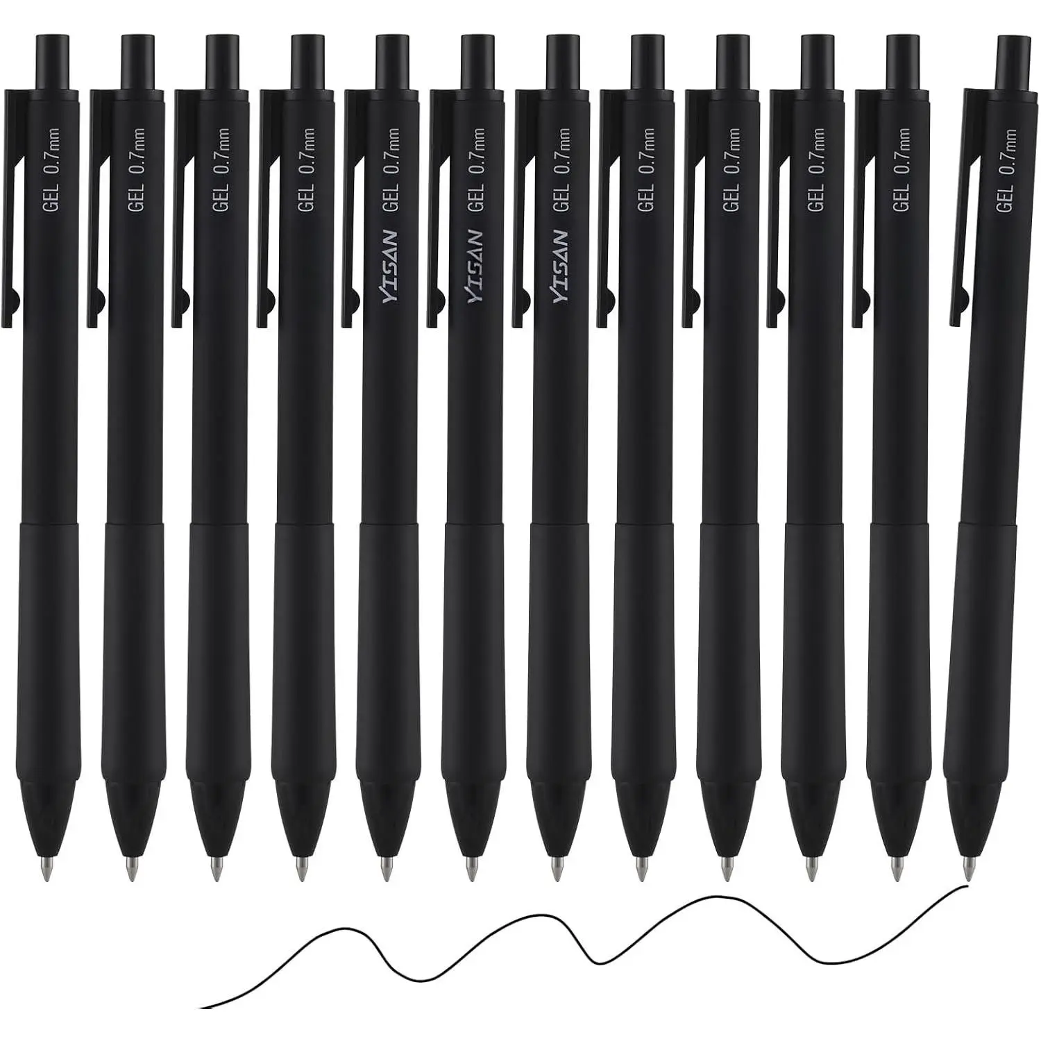 Black Gel Pens 12 Pack,Black Ink Pens Fine Tip 0.7 mm,Journal Pens  Dry,Retractable,Smooth Writing for Journaling and Note Taking,71099