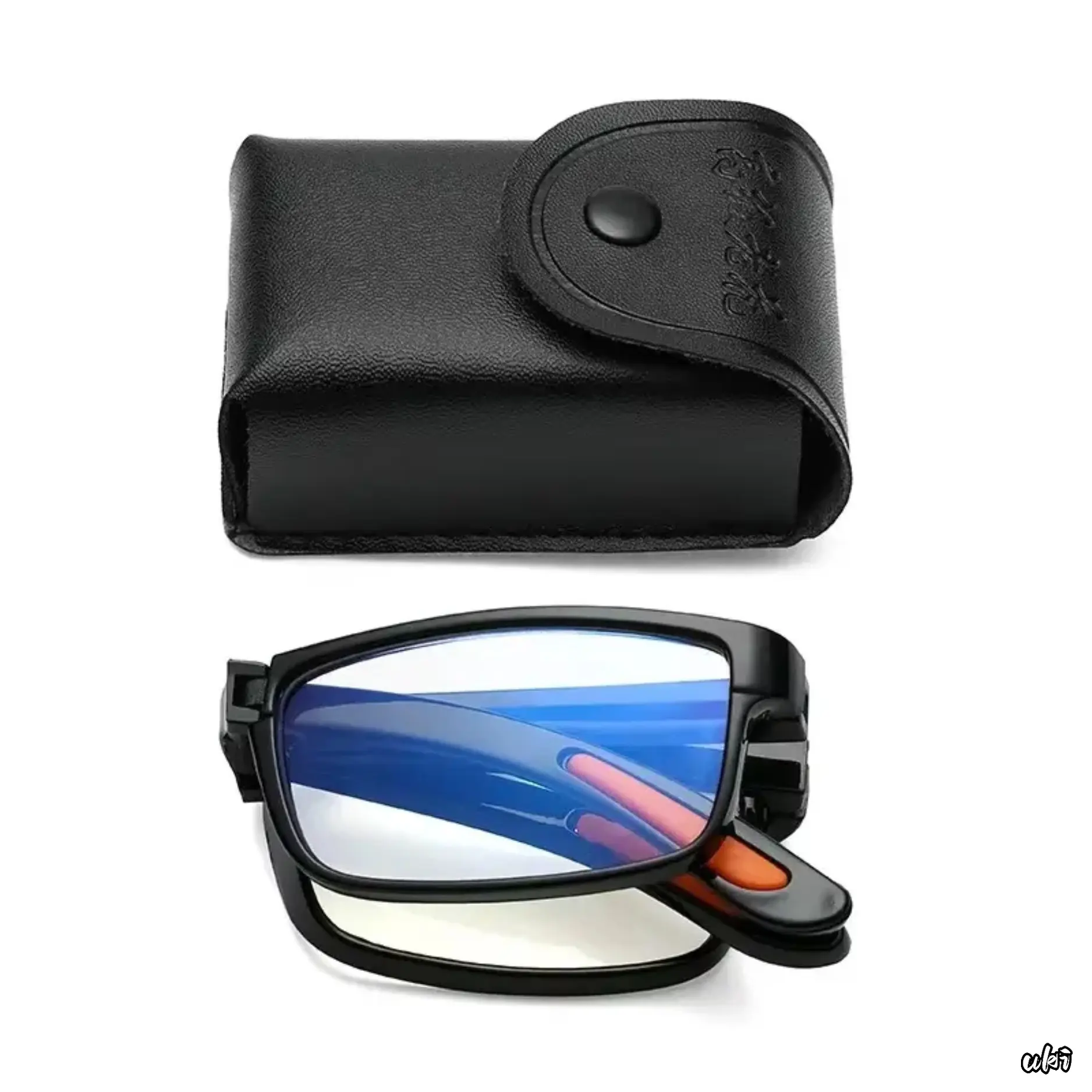 Folding Reading Glasses with Case Anti Blue Light Eyeglasses Presbyopia Retro Unisex Pocket Glasses Portable Glasses Men Women High Quality Eyewear Black