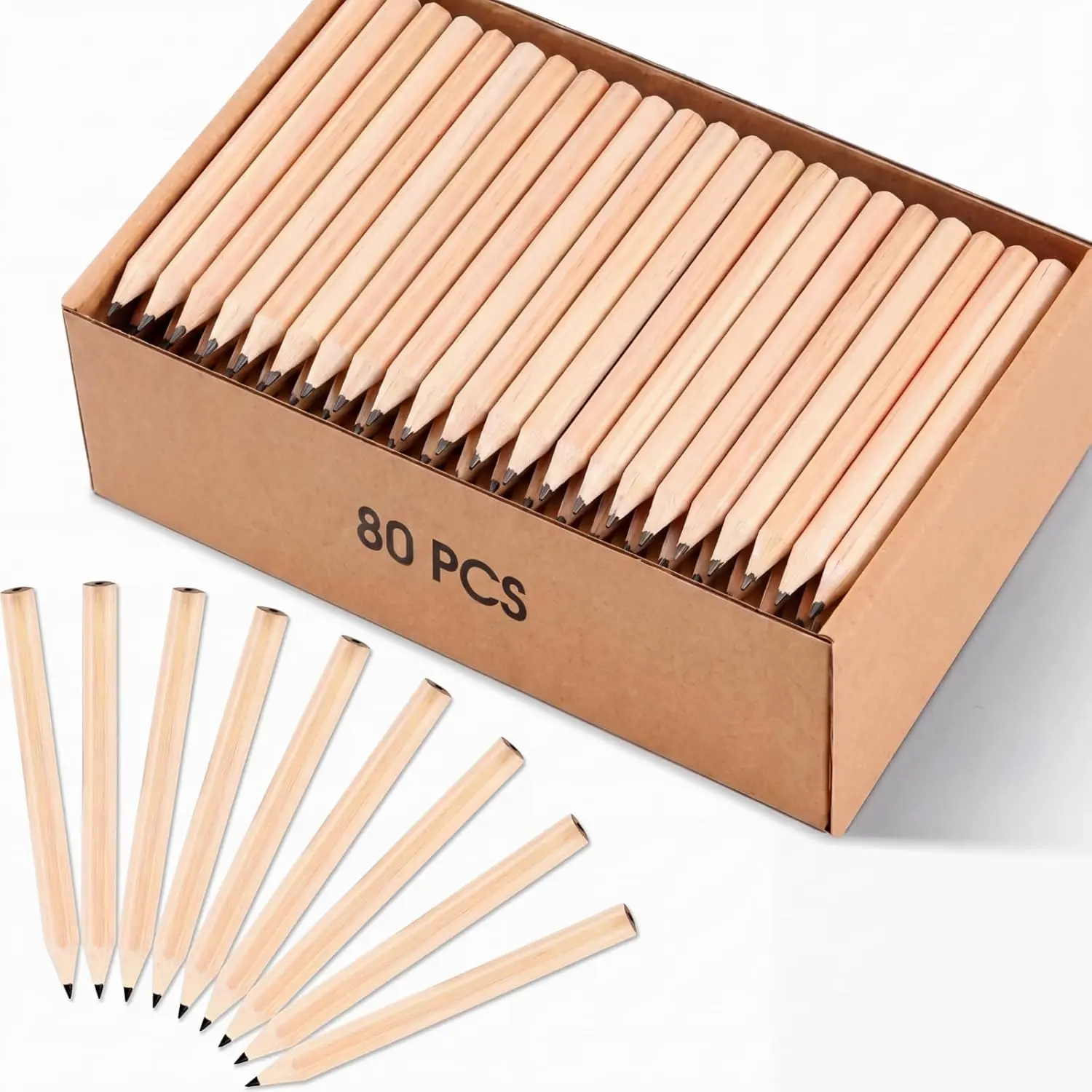 Golf Pencils Bulk Half 2 HB 3.5 Pre Sharpened Hexagonal Yellow  Mini Pencils for Party Favors  School Classroom Office Supplies(80 Pcs)