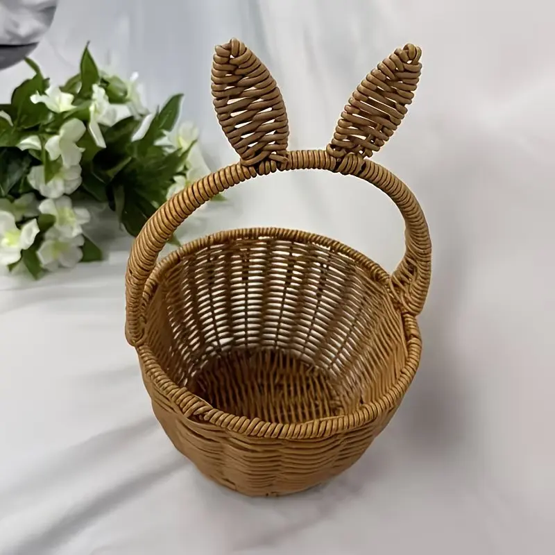 Rabbit-Shaped Halloween Decoration Basket, Cute Handheld Easter Gift, Floral Arrangement Woven Basket, Wedding Favor, Home Decor, Bunny Basket