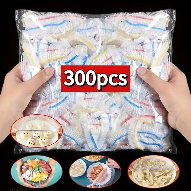 Disposable Food Freshness Wrap, 300pcs/100pcs Stretchable Clear Plate Cover, Multi-use Kitchen Cling Film, Fly Dust Proof Cover for Home, Restaurant, Picnic, Plastic Food Storage, Elastic