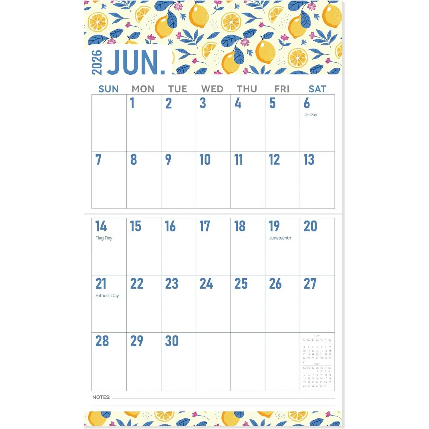 Wall Calendar 2026-2027 Large, 23"x14" Vertical Wall Calendar 2026, 13-Month, Jun. 2026 -Jun 2027,  Monthly Planner Wall with Big Grid, Big Numbers for Low Vision  Office Planning