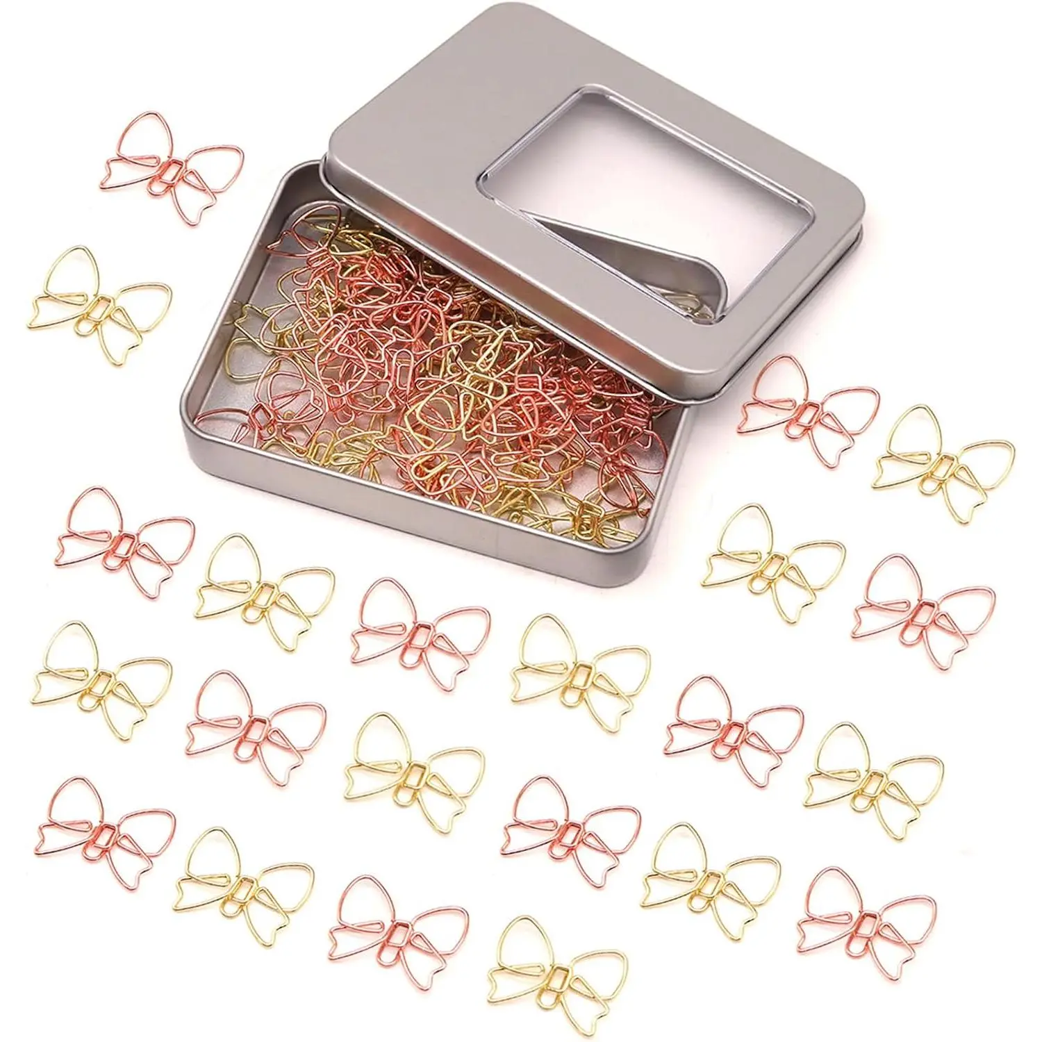 50 count Cute Bow Shaped Paper Clips, Fun Office Supplies | Desk Accessories, Bow Planner Clips for Planners, Notebooks, Office and School Supplies