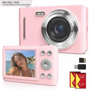 Portable Compact Vlog Camera with Dual Rechargeable Batteries, Includes Memory Card and Reader, Ideal for Creators and Travelers