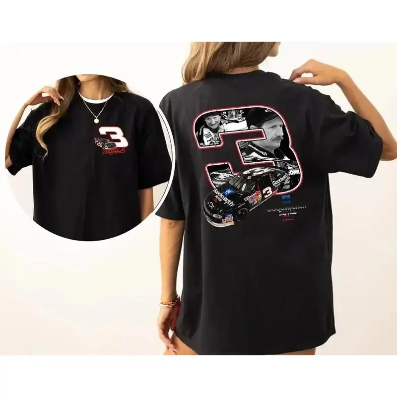 Women's Dale Earnhardt 03 Prints Fitted Tee, NASCAR Classic Casual Comfortable Cotton Sports Top, 1-Piece Streetwear Sports & Outdoor Clothing, Unisex