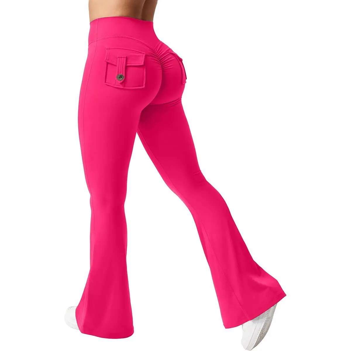 Women's High Waist Flare Leggings, Butt Lifting Stretch Yoga Fitness Pants with Side Pocket