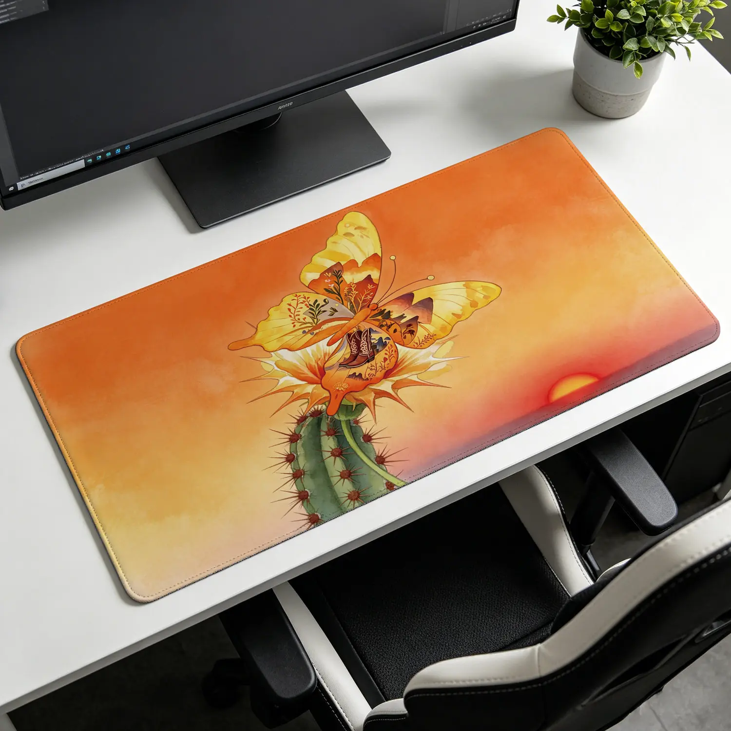 Premium Rectangular Golden Oil Painting Gaming Mousepad - 3D Banana Design, Non-Slip Rubber Base, Precise Control, Durable Comfort, for Gaming & Office Use, Available in 35.4x15.8in, 31.5x15.8in, 31.5x11.8in, 27.5x11.8in