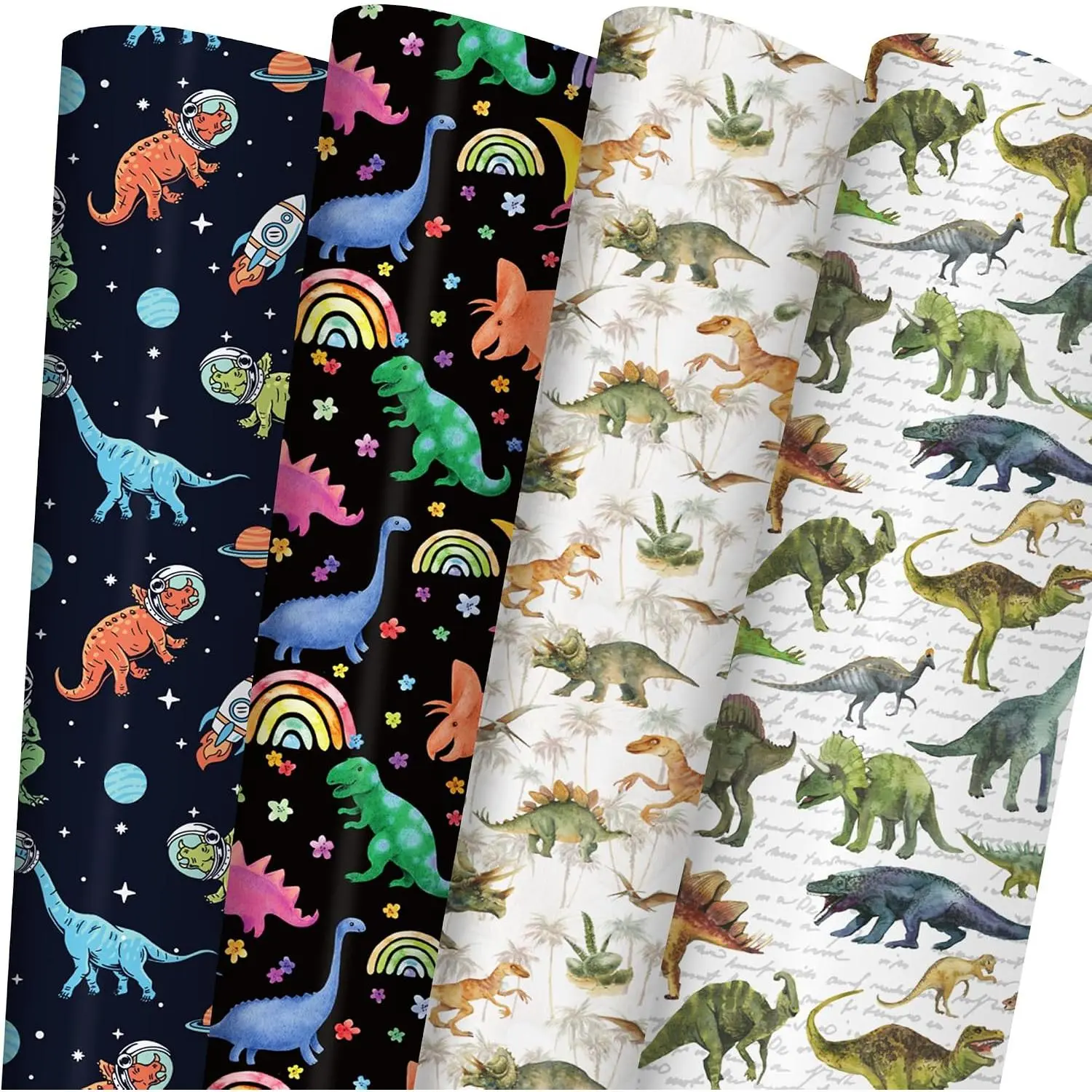 Dinosaur Wrapping Paper for Boys Girls  - Funny T-Rex  Wrap for Birthday, Party,  Shower - 8 Sheets Folded Flat, 20x29 Inches, Easy To Store