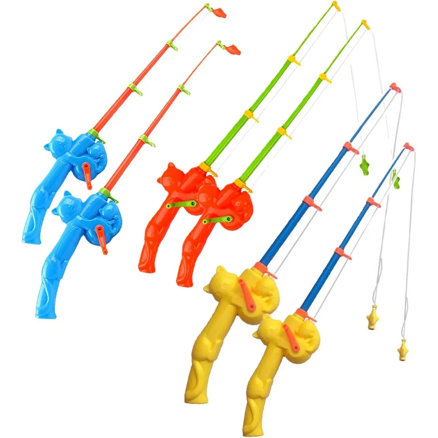 6 Pieces Fishing Rod Magnetic Game with 3 Colors Plastic Floating Fish Ocean Sea Animals Educational Toys for Kids and Adultsfidget toys