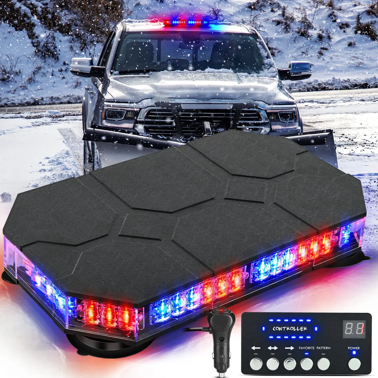 Nilight 42-LED Roof Top Light Bar - Strobe Lights for Trucks, 12V-24V Tractor/Truck Accessories, Magnetic Mount, ABS Housing, Control Panel, 10A Fuse, Waterproof, Visibility Boost for Rainy/Foggy Conditions