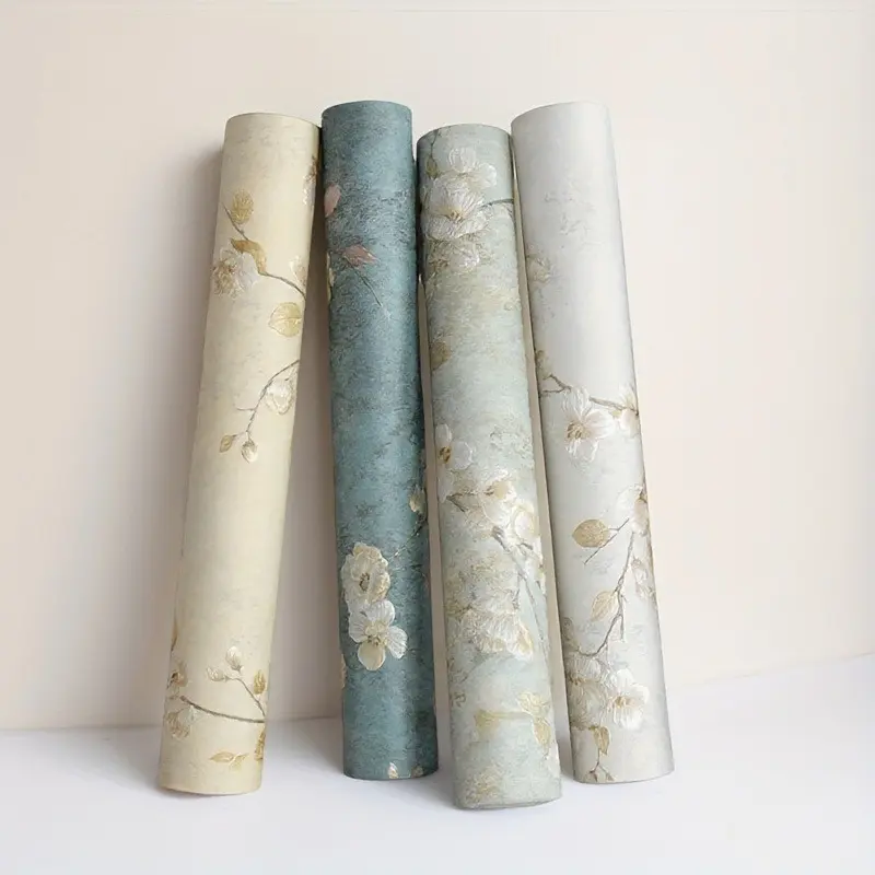 Luxurious 3D Floral Self-Adhesive Wallpaper, Interior Walls, Vintage Elegance, Non-Woven Material, Multiple Colors, Easy Peel-And-Stick, DIY Home Decor