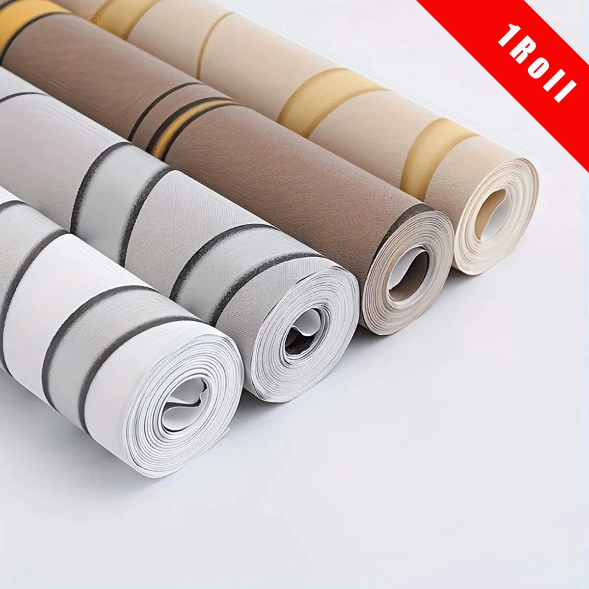 1 Roll Striped Self-Adhesive Wallpaper – Luxury Modern Style, Peel-and-Stick, Waterproof, 3D Geometric Pattern – DIY Removable Wall Sticker, Ideal for Home Renovation, Interior Walls, Easy to Install