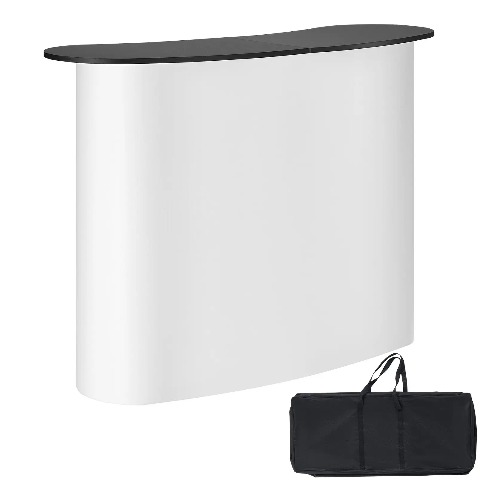 VEVOR Portable Tradeshow Podium Table - 51.18" Wide x 18.31"x 37.4" Indoor Furniture, Exhibition Booth Counter Stand with Wall, Foldable Retail Promotion Bar, Storage Rack, Carrying Bag