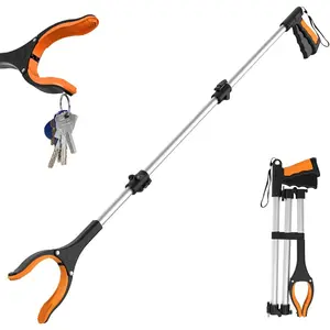 43" Extra Long Grabber Tool, Foldable Reaching Tool with Rotating Jaw & Magnets, Heavy Duty, 4" Wide Claw Opening