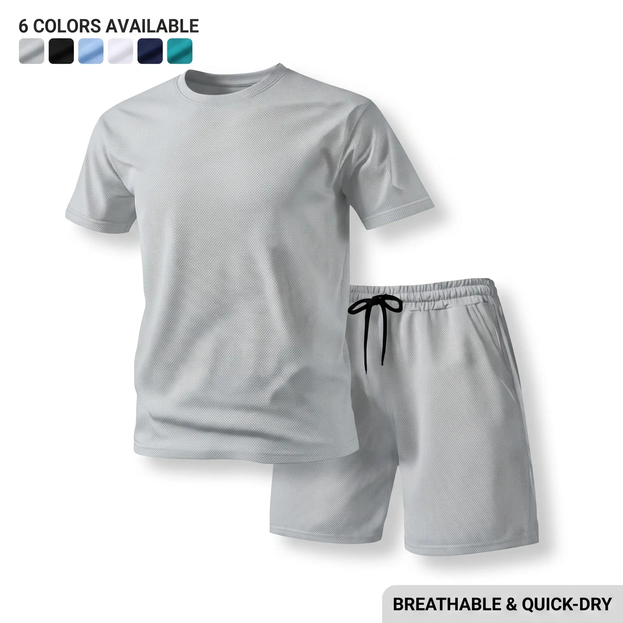 Men's 2026 Summer Quick Dry 2 Piece Tracksuit Set Short Sleeve Crew Neck T-Shirt Drawstring Elastic Waist Shorts Breathable Lightweight Relaxed Fit For Gym Running Workout Daily Wear Streetwear Outdoor Jogging Casual Mens Athletic Fashion, Male Set, Match