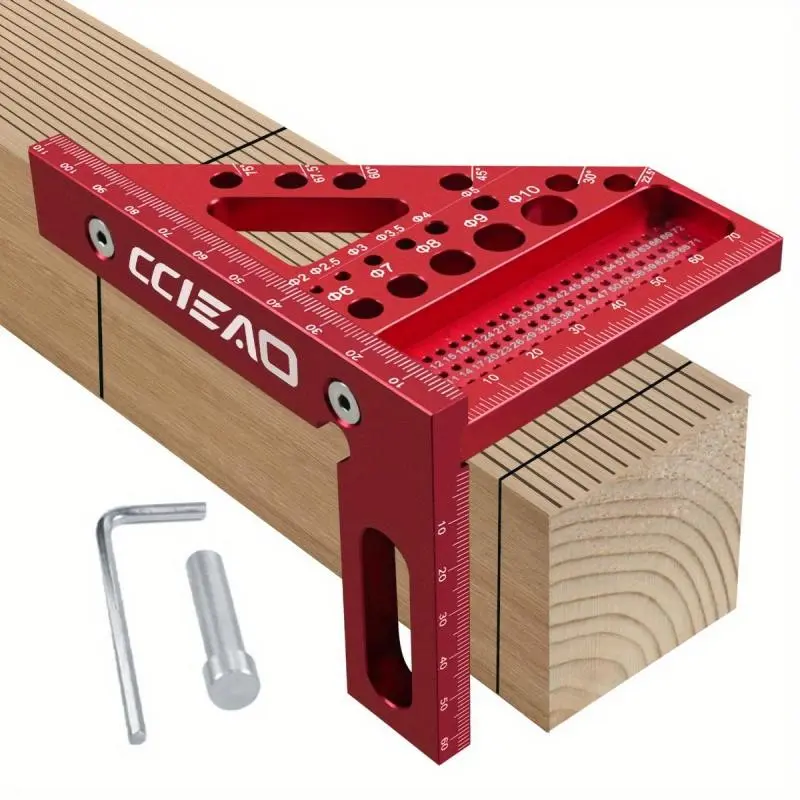 3D multi-angle woodworking square ruler with marking pin, 22.5-90 degree drawing ruler with positioning pin, precision woodworking protractor, Woodworking Measuring Tool, suitable for carpenters, craftsmen, and DIY enthusiasts - ideal gift