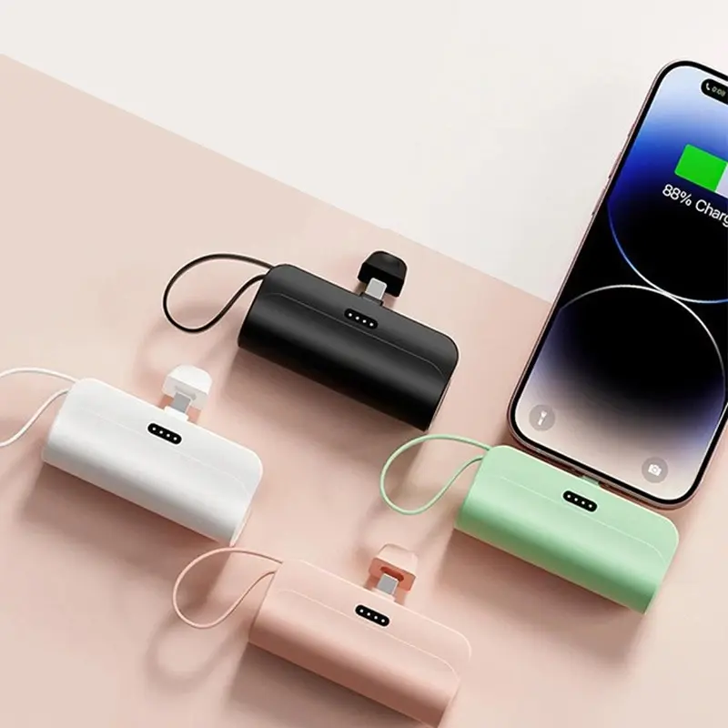 Compact Portable Wireless Rechargeable 5000mAh Emergency Power Bank, Supports iOS and Type-C Output, Large Capacity Battery Pack