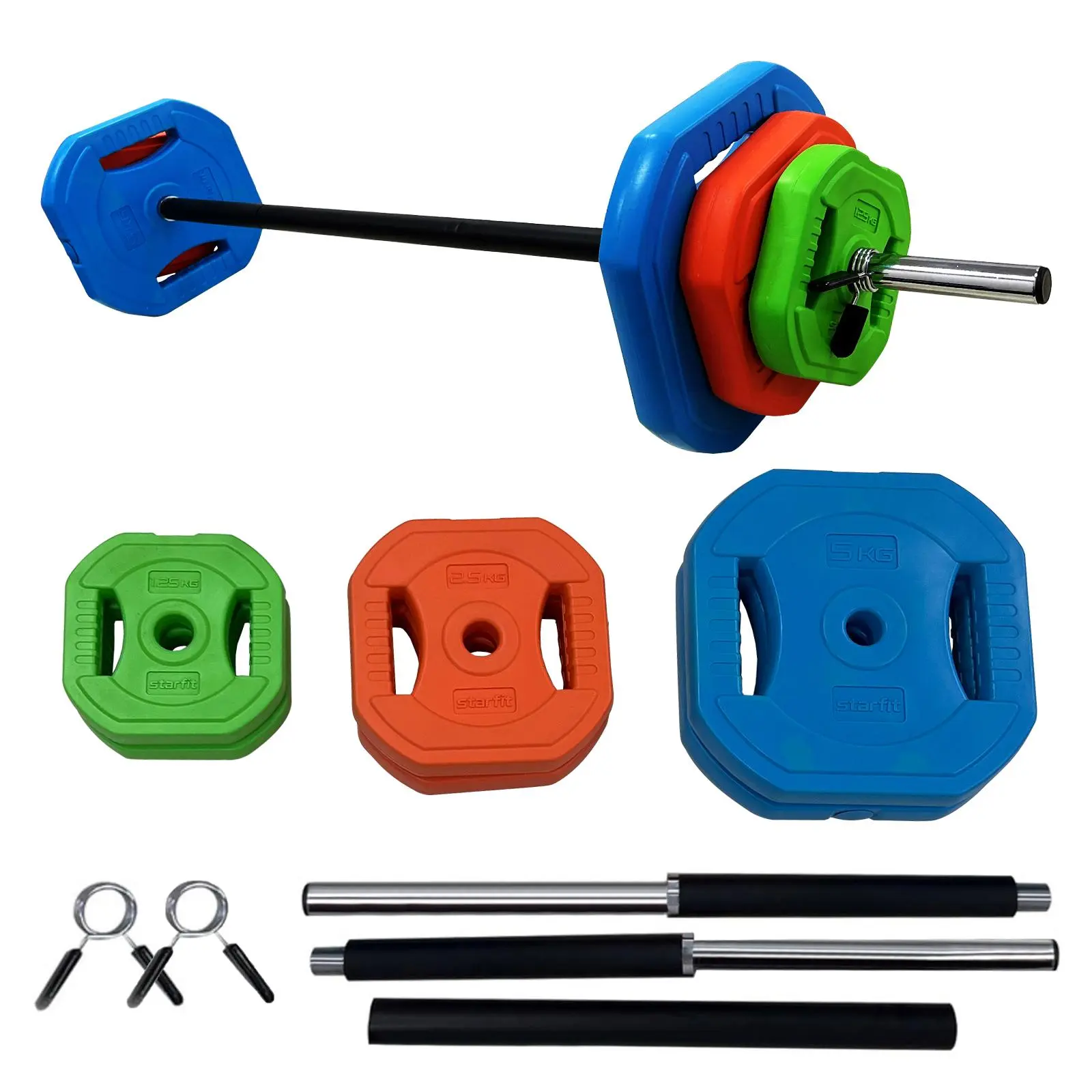 Portable 40Lbs Adjustable Barbell Weight Set - PU Coated Functional Adjustable Weightlifting Set with Padded Bar, Collars, Multi-Color Free Weights for Strength Training, Space-Saver Indoor Home Gym Equipment, Durable & Quiet